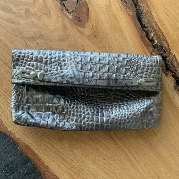 Croc effect Genuine Leather handbag/clutch - Picture 1 of 5